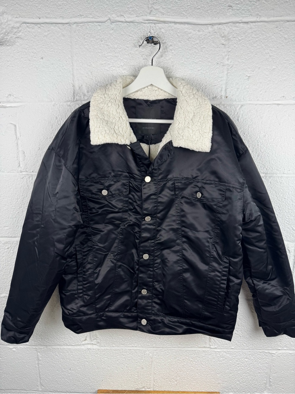 Daniel Patrick Los Angeles Black Nylon Sherpa Trucker Jacket Men’s Large